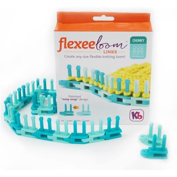 Authentic Knitting Board Flexee Chunky Loom Links, Teal & Turquoise 36 Piece - Picture 3 of 7